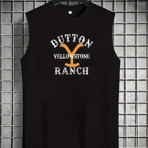 Yellowstone Dutton Ranch Black Logo Tank Size Small New